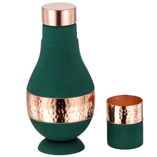 Varsha Green Copper JAR with 1 Glass