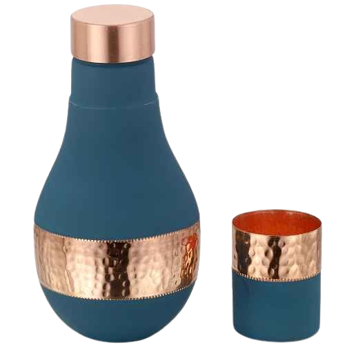 Varsha Blue Copper JAR with 1 Glass