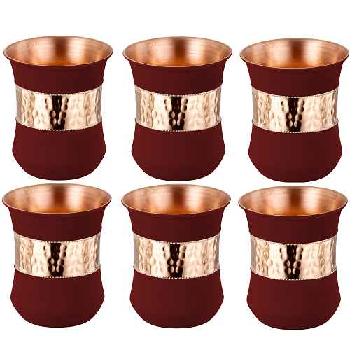 Patra Red 6 Copper Glass Set