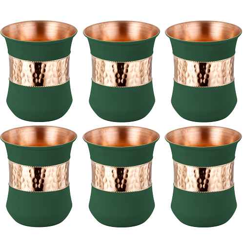 Patra Dark Green 6 Copper Glass Set