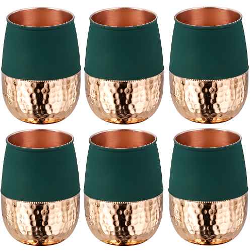 Chashaka Green 6 Copper Glass Set