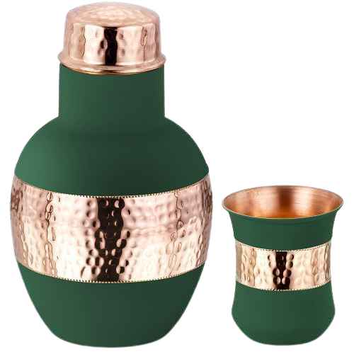 Surya Green Copper JAR with 2 Glass