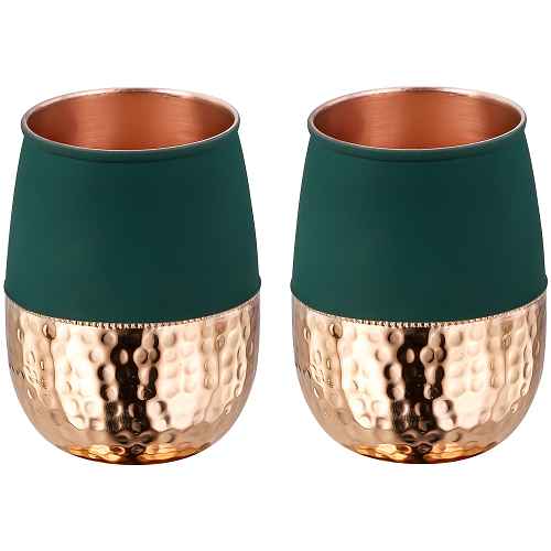 Chashaka Dark Green Copper Glass Set