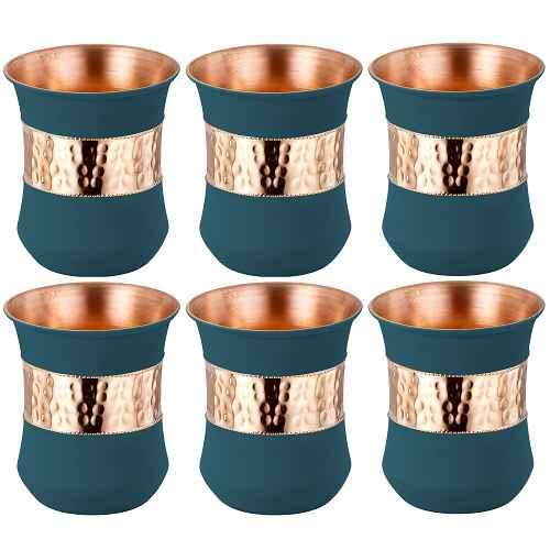 Patra Blue 6 Copper Glass Set